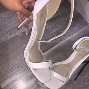 White square toe heels